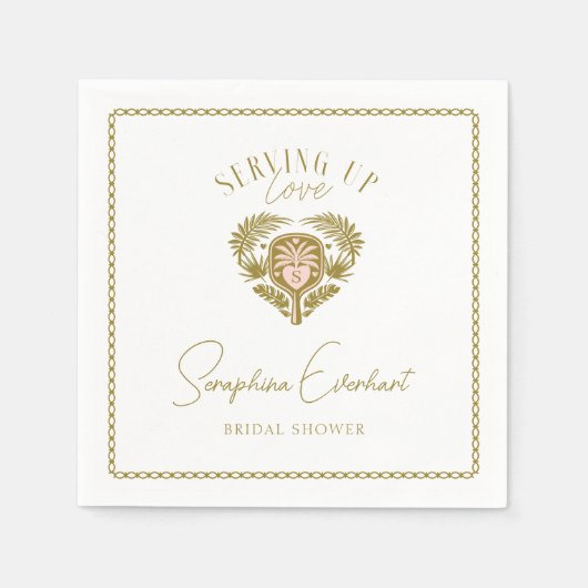 Retro Tropical Palm Tree Pickleball Brautparty Serviette (Vorderseite)