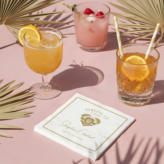 Retro Tropical Palm Tree Pickleball Brautparty Serviette