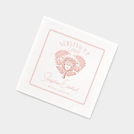 Retro Tropical Palm Tree Pickleball Brautparty Servietten Mit Folie (Links)