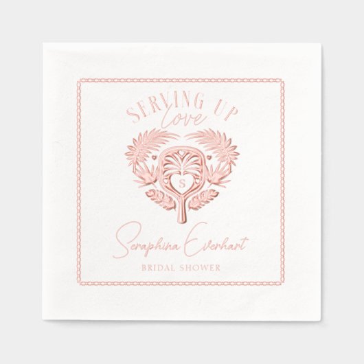 Retro Tropical Palm Tree Pickleball Brautparty Servietten Mit Folie (Vorderseite)