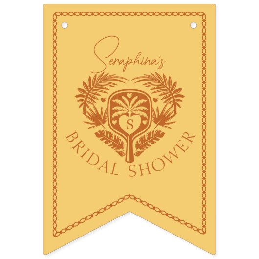 Retro Tropical Palm Tree Pickleball Brautparty Wimpelkette (Erste Fahne)