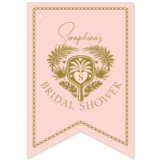 Retro Tropical Palm Tree Pickleball Brautparty Wimpelkette (Erste Fahne)