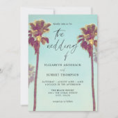 Retro Tropical Palm Trees Coastal Beach Hochzeit Einladung (Vorderseite)