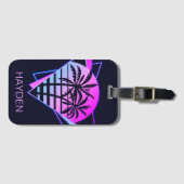 Retro Tropical Palm Trees Geometric Personalisiert Gepäckanhänger (Vorderseite (Horizontal))