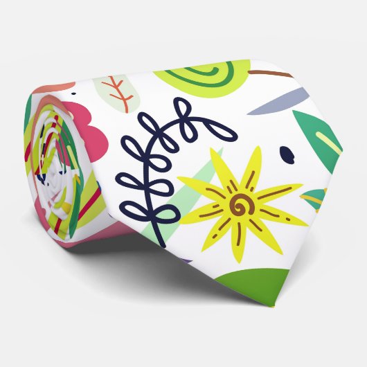 Retro Tropical Paradise Hawaiian Muster Krawatte (Gerollt)