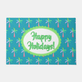 Retro Tropical Personalized Tropical Palms Holiday Fußmatte (Vorderseite)