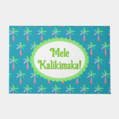 Retro Tropical Personalized Tropical Palms Holiday Fußmatte (Vorderseite)