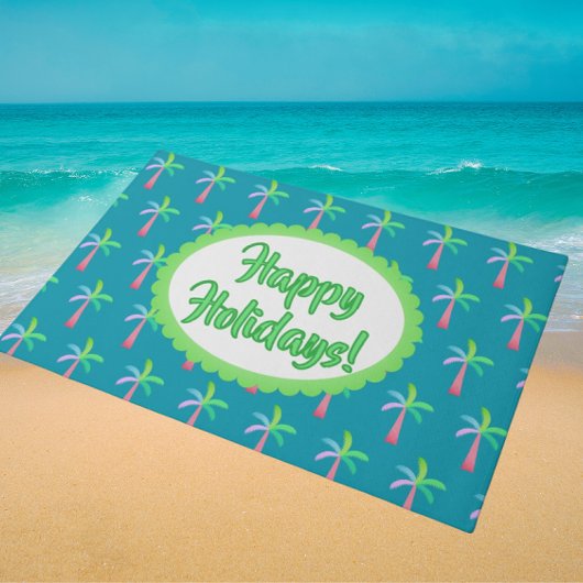 Retro Tropical Personalized Tropical Palms Holiday Fußmatte