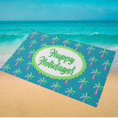 Retro Tropical Personalized Tropical Palms Holiday Fußmatte