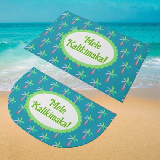 Retro Tropical Personalized Tropical Palms Holiday Fußmatte