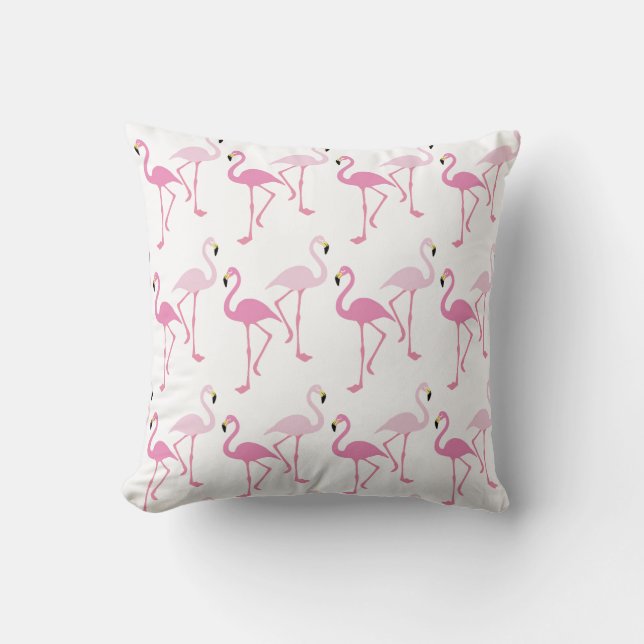 Retro Tropical Pink Flamingos Kissen (Vorderseite)