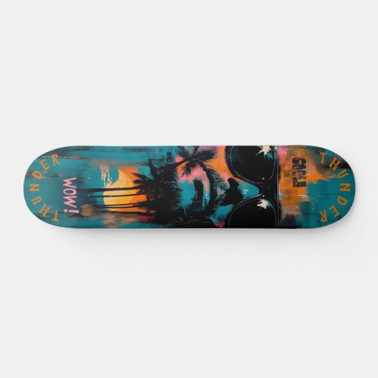 Retro Tropical Portrait mit Pop Art Vibes - Cool Skateboard (Horizontal)