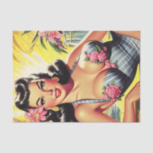 Retro Tropical Summer Button up Seidenpapier