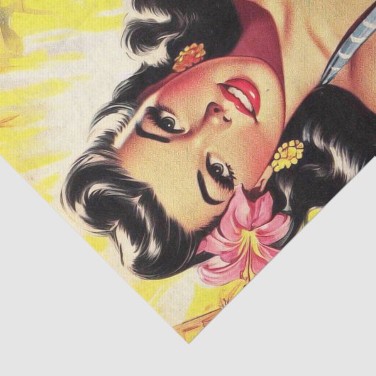 Retro Tropical Summer Button up Seidenpapier (Ausschnitt)