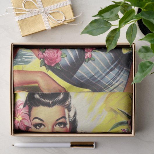 Retro Tropical Summer Button up Seidenpapier (Geschenk)