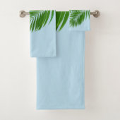 Retro Tropical Sun Palm Blätter Blauer Minimaler N Badhandtuch Set (Insitu)