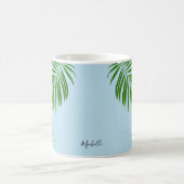 Retro Tropical Sun Palm Blätter Blauer Minimaler N Kaffeetasse (Mittel)