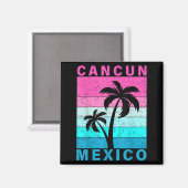 Retro Tropical Sunset Cancun Beach Mexico Sommer V Magnet (Vorderseite/Rückseite)