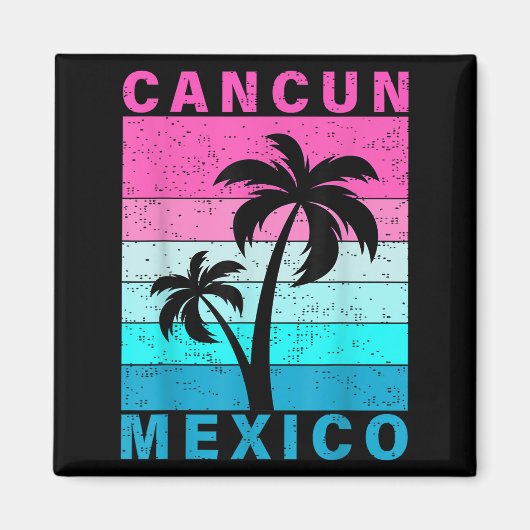 Retro Tropical Sunset Cancun Beach Mexico Sommer V Magnet (Vorne)