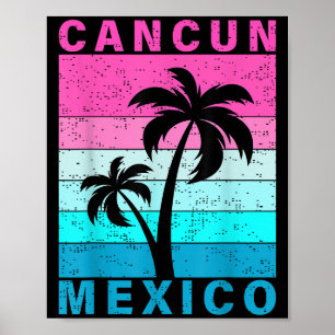 Retro Tropical Sunset Cancun Beach Mexico Sommer V Poster
