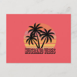 Retro Tropical Sunset Husband Vibes Feiertagspostkarte