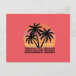Retro Tropical Sunset Husband Vibes Feiertagspostkarte