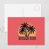 Retro Tropical Sunset Husband Vibes Postkarte (Vorne/Hinten)