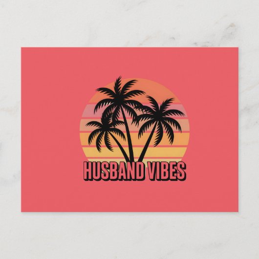 Retro Tropical Sunset Husband Vibes Postkarte (Vorderseite)