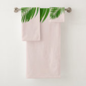 Retro Tropical Sunset Palm Blätter Minimalistische Badhandtuch Set (Insitu)