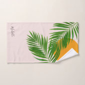 Retro Tropical Sunset Palm Blätter Minimalistische Badhandtuch Set (Handtuch)