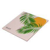 Retro Tropical Sunset Palm Blätter Minimalistische Fliese (Seite)