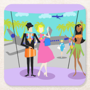 Retro Tropical Vacacation Paper Untersetzer