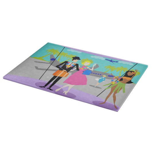 Retro Tropical Vacation Cutting Board Schneidebrett (Ecke)