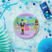 Retro Tropical Vacation Paper Plate Pappteller (Party)