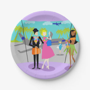 Retro Tropical Vacation Paper Plate Pappteller