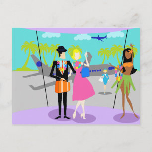 Retro Tropical Vacation Postcard Postkarte