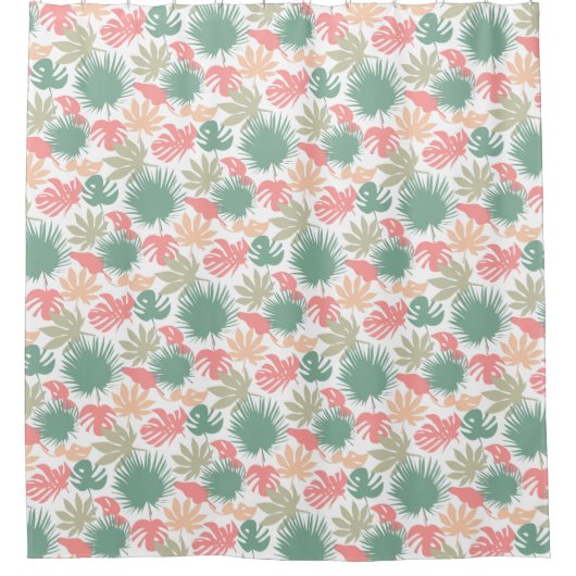 Retro, tropisch, Blätter Duschvorhang (Vorderseite)