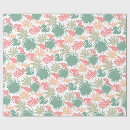 Retro, tropisch, Blätter Geschenkpapier (Flach)