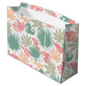 Retro, tropisch, Blätter Große Geschenktüte (Rückseite Schrägansicht)