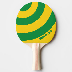 Retro Tropische Banane Drei Kreis Streifen mitName Tischtennis Schläger