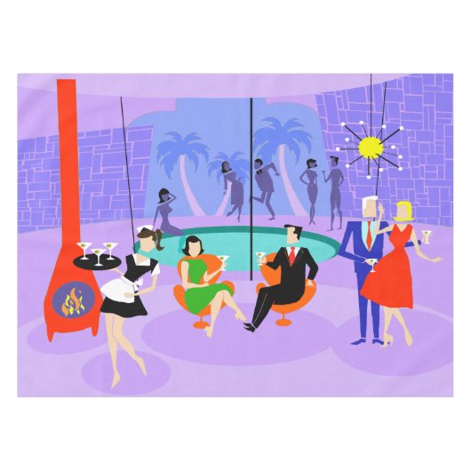 Retro tropische Cocktail-Party-Tischdecke Tischdecke (Vorderseite (Horizontal))