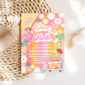 Retro-Tropische Einladung zum 5. Geburtstag