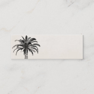 Retro Tropische Insel Palme in Schwarz-Weiß Mini Visitenkarte