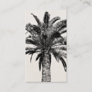 Retro Tropische Insel Palme in Schwarz-Weiß Visitenkarte