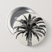 Retro tropische Insel-Palme in Schwarzweiss Button (Vorne & Hinten)