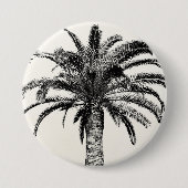 Retro tropische Insel-Palme in Schwarzweiss Button (Vorderseite)