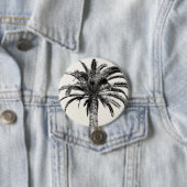 Retro tropische Insel-Palme in Schwarzweiss Button (Beispiel)