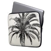 Retro tropische Insel-Palme in Schwarzweiss Laptopschutzhülle (Vorderseite Links)