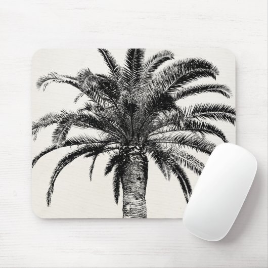 Retro tropische Insel-Palme in Schwarzweiss Mousepad (Mit Mouse)