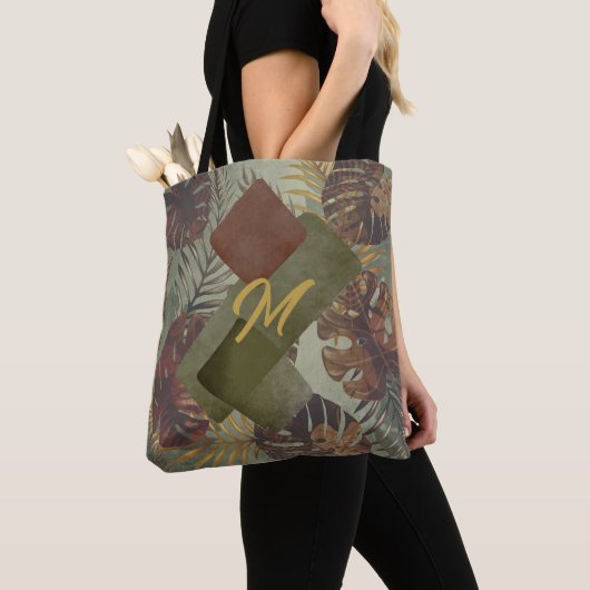 Retro tropische Monstera Palmenblatt 70er Jahre So Tasche (Von Nahem)